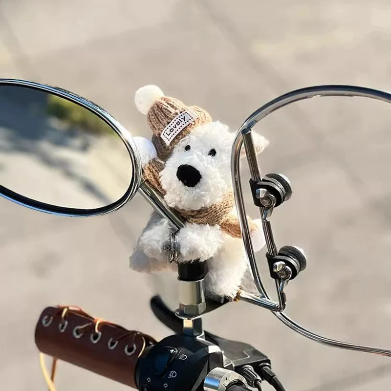 Plush Puppy Motorcycle Ornaments Dog Doll Magnetic Motorcycle Decoration Accessories Electric Moped Bicycle Detachable Pendant