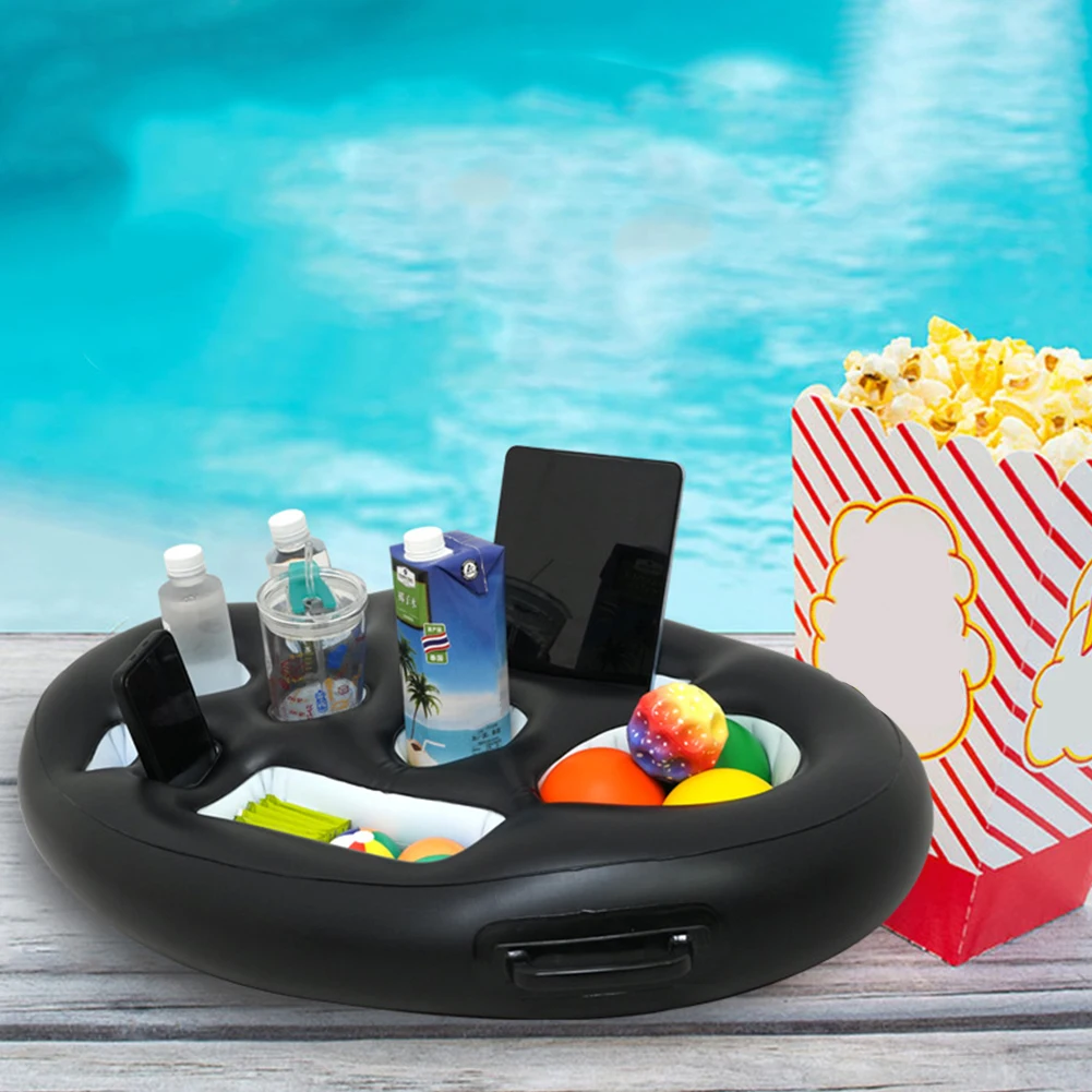 Inflatable Drinks Holder Drinks Cooler Tray Multifunctional Drinks Tray Floats PVC Blow Up Cup Coasters for Beach Time Spa