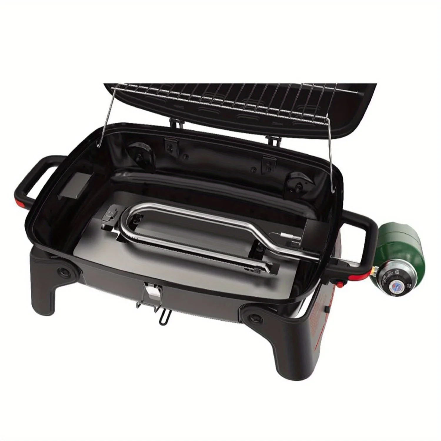 Portable Red and Black Gas Grill Burner - Compact, Foldable, and Lightweight Design for Camping, Outdoor Cooking, Patio, and