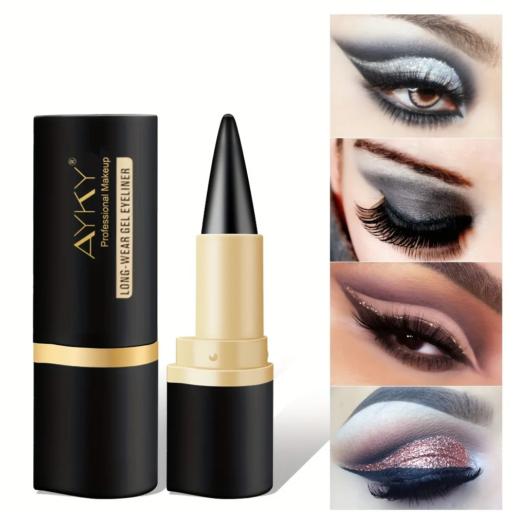 Matte Glitter Waterproof Eyeliner Stick Smudge Proof Black Single Head Solid Eyeliner Balm