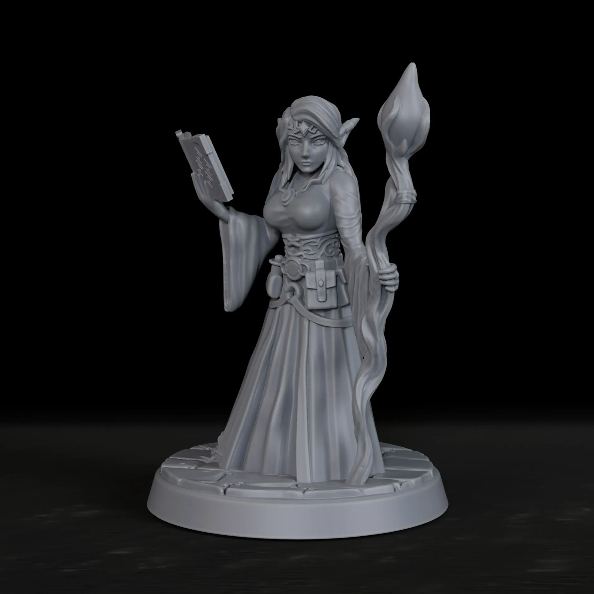 Elf Mage Spellcaster Miniature, Highly Detailed Female Elf Wizard  Figure, Durable & Ready to Prime, Compatible with Most TTRPGs