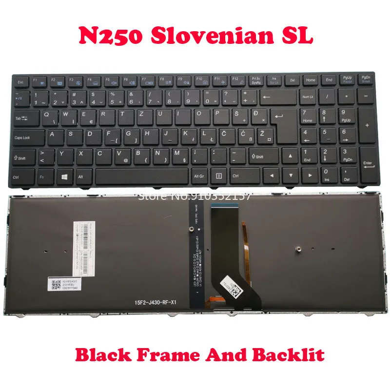 

Backlit Keyboard For CLEVO N250 CVM15F26HRJ430 6-80-N2500-530-1 CVM15F26SUJ4308 6-80-N7500-280-1 Russian RU Slovenian SL