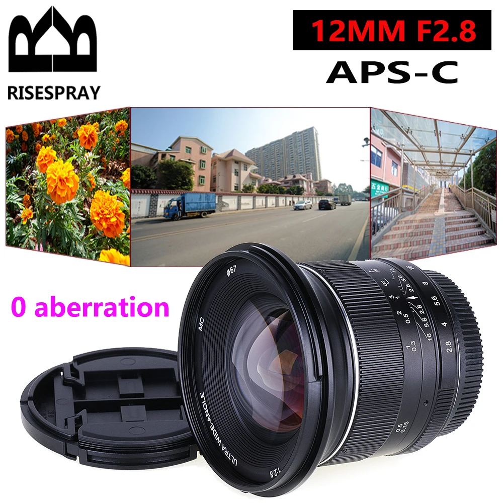 RISESPRAY 12mm F2.8 Ultra macro wide-angle manual metal lens for EF-M NEX M4/3 FX Micro single camera