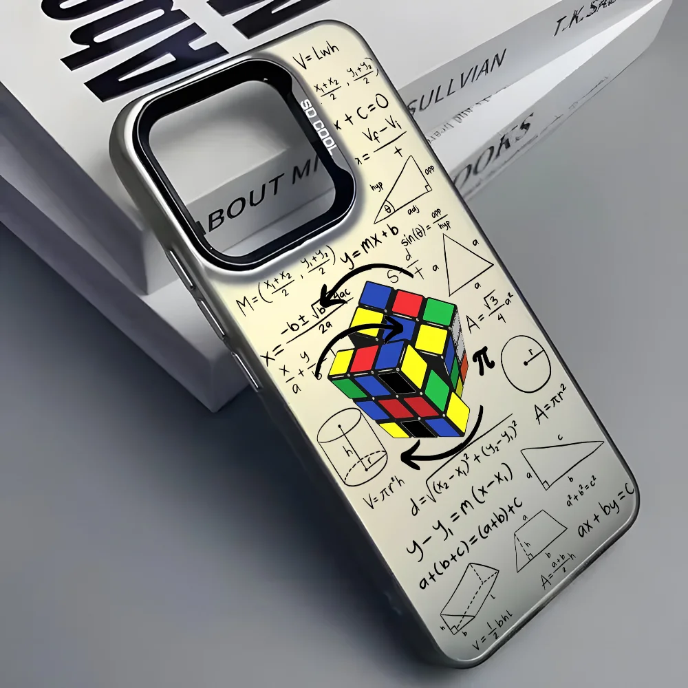 Rubik cube formula spoofs math Phone Case For iPhone 16 15 14 13 12 11 Pro Max Matte Multicolor Laser Metallic Aurora Cover