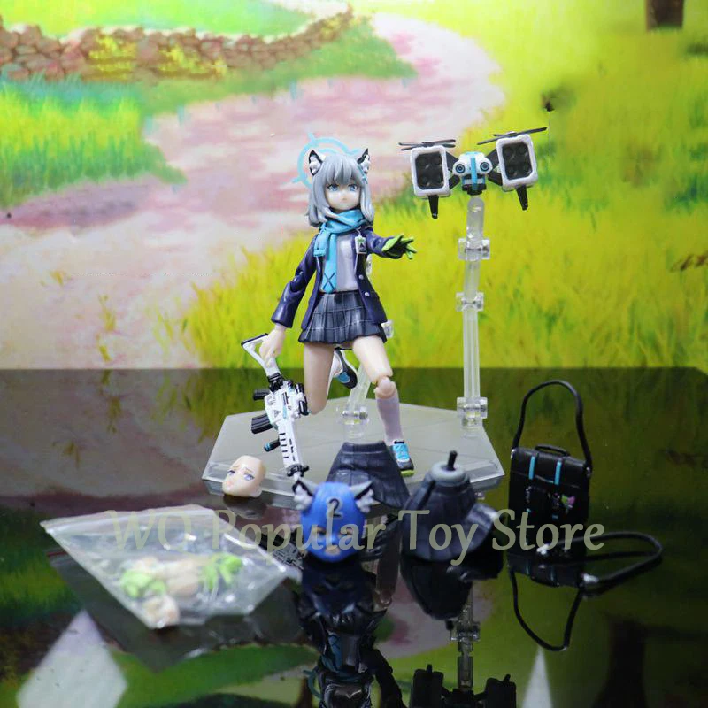 15cm Figma 567# Blue Archive Anime Figure Shiroko Sunaookami Action Figure Pvc Statue Model Doll Collectible Ornament Toy Gift