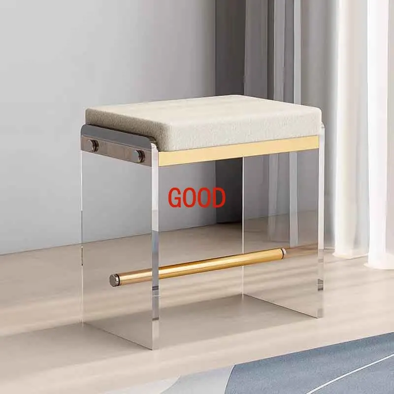 

Transparent Acrylic Stool Creative Bedroom Dressing Stool Living Room Sofa Footstool Nordic Furniture Leisure Chairs Moving Seat