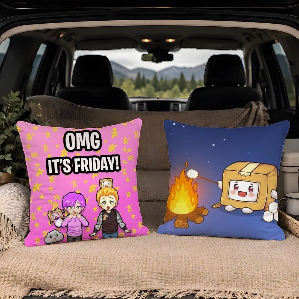 Cartoob L-LankyBox Foxy Boxy Cute  Soft Plush  Double Print and Invisible Zipper for Sofa Home Car Use Cushion Cover