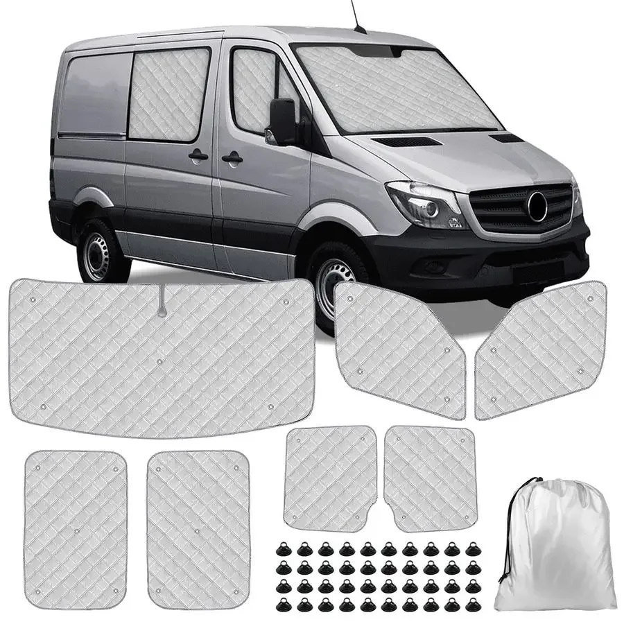 

Sprinter Sun Shade 7Piece Set 20062019 Full Cabin Thermal Insulation Kit for LWB Vans UV Blocker Privacy Covers Front Rear Side