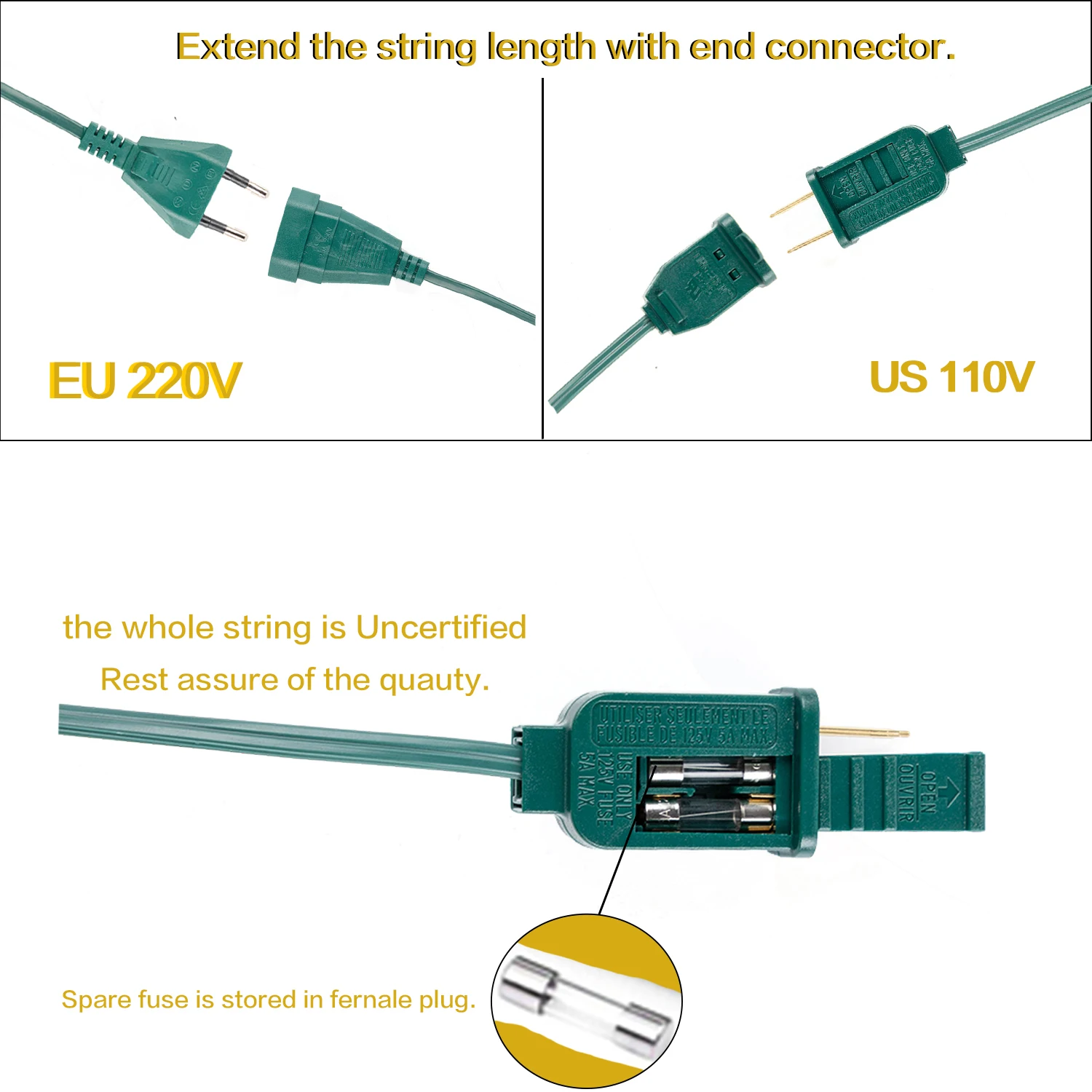 Waterdichte G40 LED String Light EU 220V US 110V 1w Glas Vervanging Lampen Aansluitbare Garland Outdoor verjaardagsfeestje Decoratie