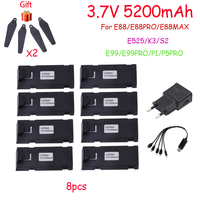 3.7V 5200Mah Battery RC Drone Accessory For E88 E88PRO Ls-E525 E525 PRO Mini Uav Drone Battery and Charger Combination 3.7V 1S