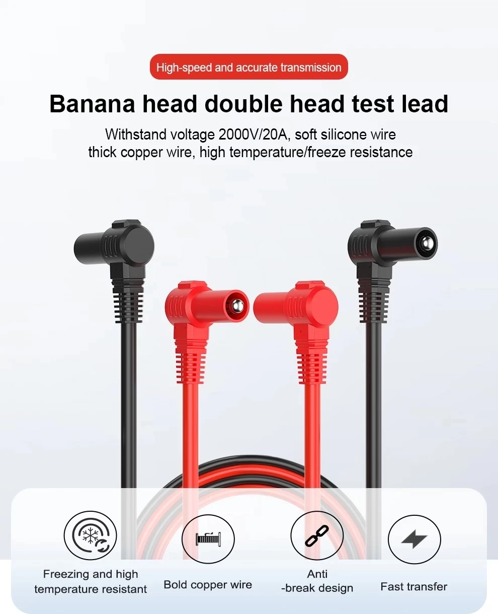 

Soft Silicone Wire for Multimeter Test Connection, BST-040-JP, Double-Head Connection Calibration, Banana, 2000V 20A