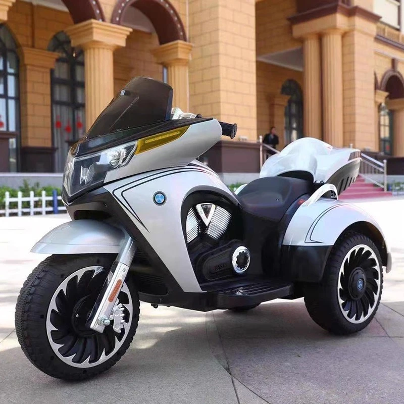 Children’s Electric Motorcycle Large Three-Wheel Ride-On Bike, Rechargeable Battery, Safe Axle Distance, Thickened Body