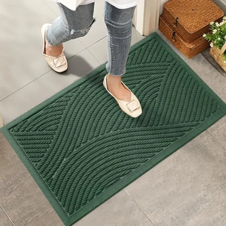 

Sturdy Front Door Mat Absorbent Muddy Dirt Resist Welcome Door Mats Outdoor Indoor Stain and Fade Resistant NonSlip Backing Ent