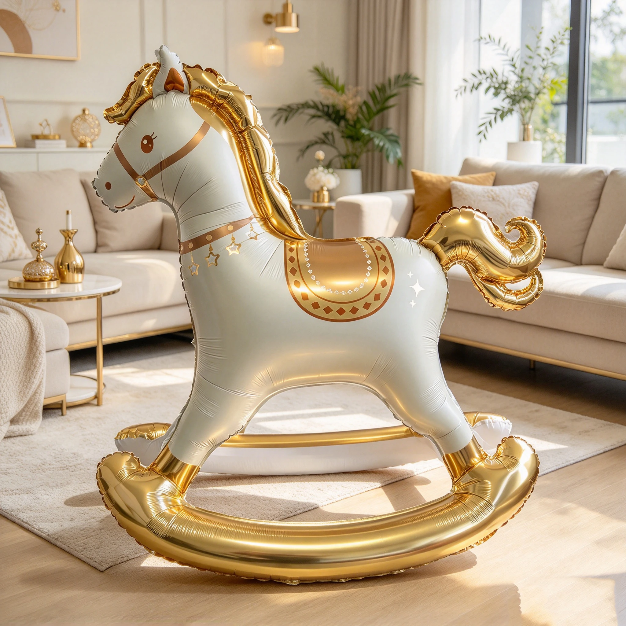 Pink Blue Cartoon Horse Balloon 3D Standing Rocking Horse Foil Balloon Baby 1st Birthday Baby Shower Party Cartoon Balloons - view 4