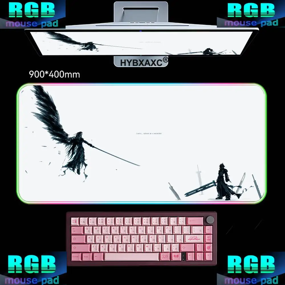 HYBXAXC F-Final Fantasy Mouse Pads RGB Gaming Mouse Pad Desk Mat HD Gamer Large LED Light XXL
