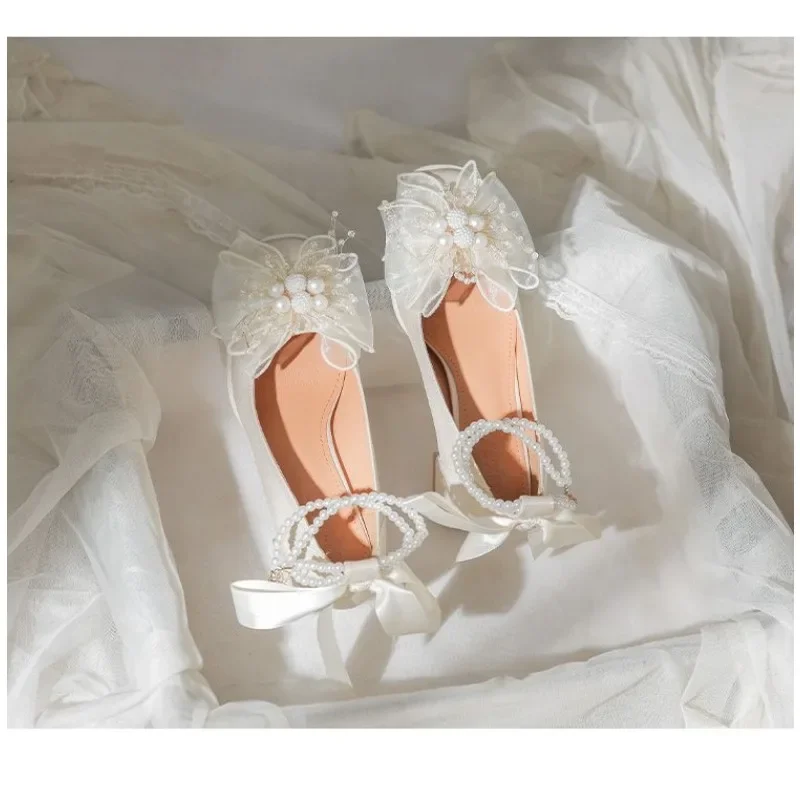 

spring and autumn new style fashionable, comfortable and versatile pearl temperament versatile square-toe pumps for women 2026