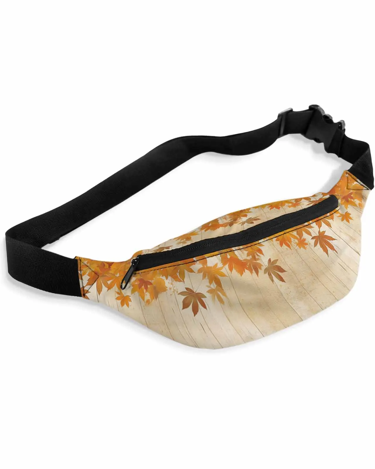 Impermeável Banana Hip Bags para homens e mulheres, Fanny Pack, Belt Bag, Carteira, Maple Leaf, Placa de madeira, Outono