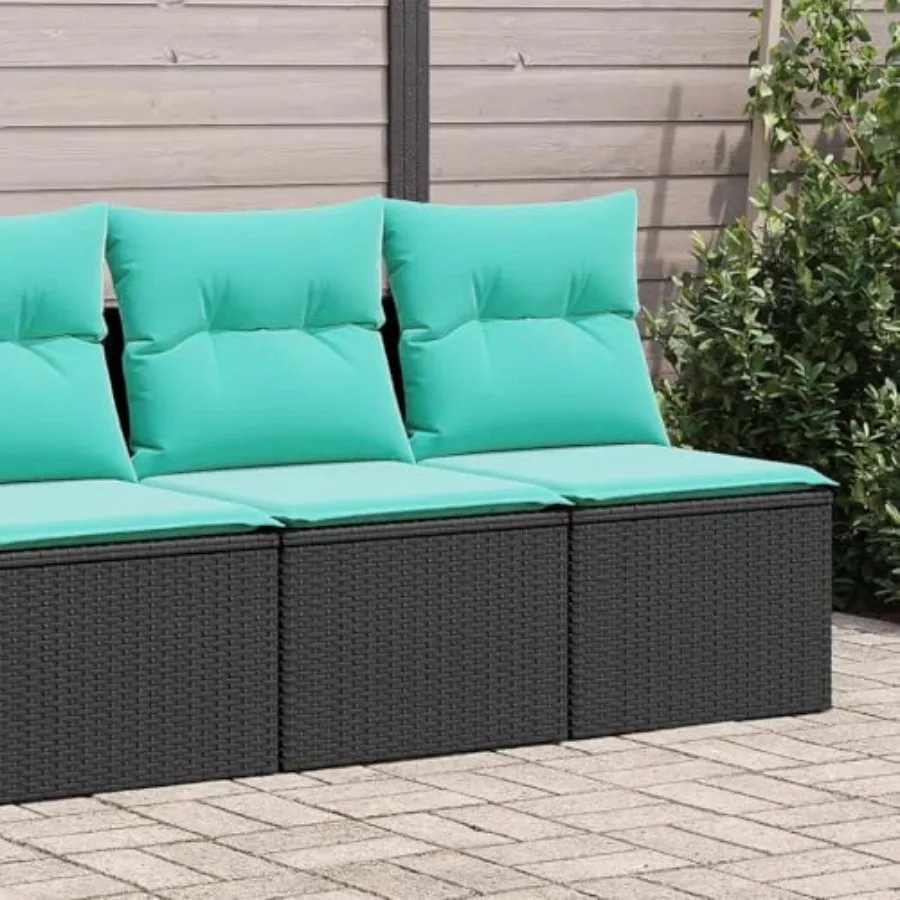 

Modular PE Rattan Outdoor Sofa Set with Hidden Storage 2-Piece Patio Furniture with Blue Cushions Weather-Resistant Powder-Coat