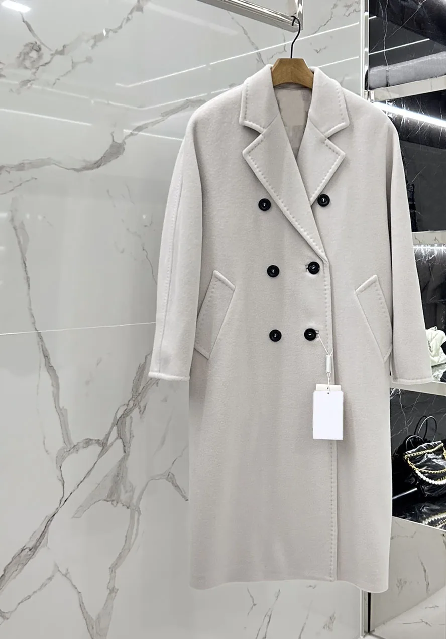 2023 Autumn Winter Fashion New Women's Clothing Cashmere Solid Color Belt Coat 1005