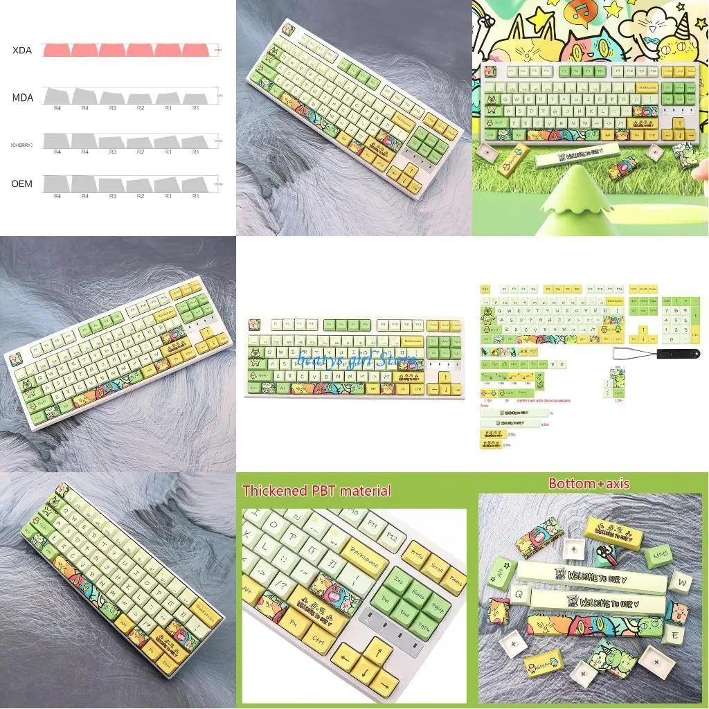 

C7AB Cartoon Keycap PBT Dye-sublimation Profile XDA 135 Keys Switch DIY