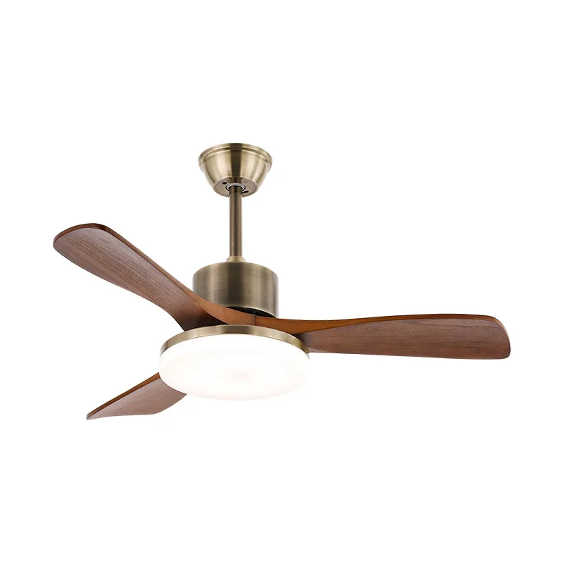

Retro electric fan chandelier bedroom silent wind solid wood ceiling fan light medieval restaurant fan light lighting