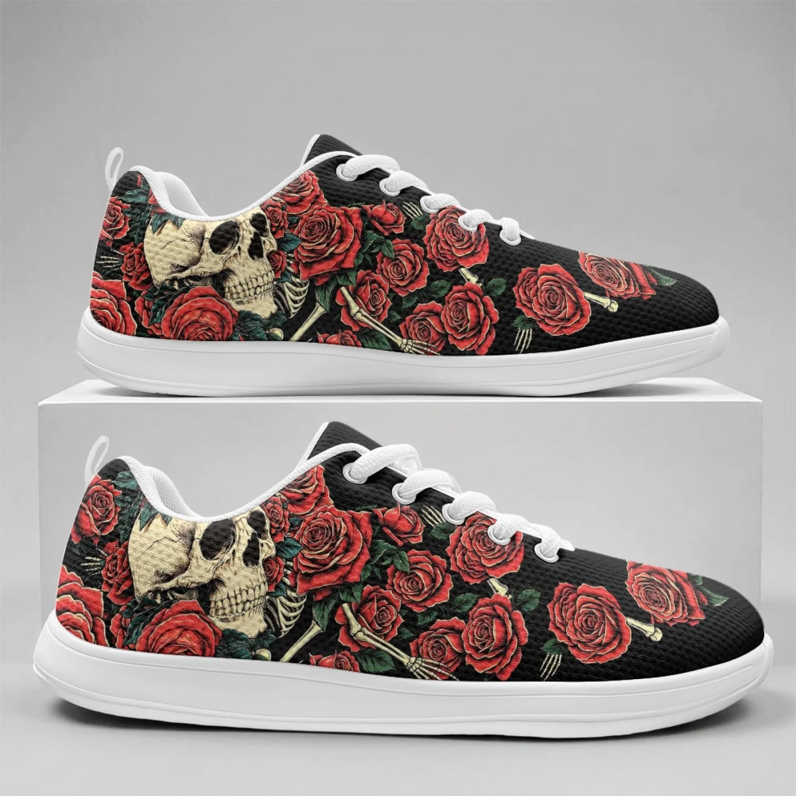 

XIXIRIMIDO Rose Skull Strappy Wide-Toed Shoes Women'S Casual Shoes Men'S Commuter Sneakers Outdoor Sports Shoes Breathable 36-46
