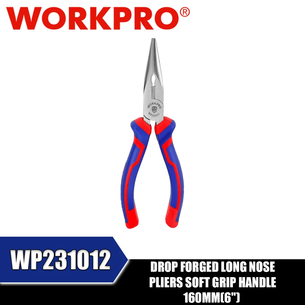 WORKPRO WP231012 WP231013 Drop Forged Long Nose Pliers Soft Grip Handle Power Tool Accessories