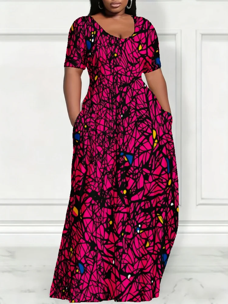 

Women'S Dress Sexy Patchwork Sundress Retro Printed Summer Party Vestisdos Fashion Holiday Short Sleeve O-Neck Robes