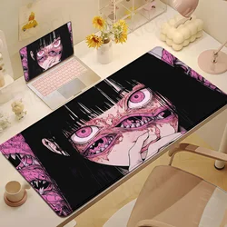 Junji Ito Tees Horror Mouse Pad Large Desk Mat 90x40cm HD Desk Pad Gaming Keyboard Mats XXL Gamer Mousepad Office accessories