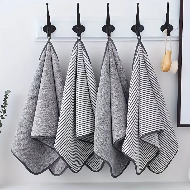 

1 pcs Striped Bamboo Hand Towel Absorbent & Quick-drying Super Soft Skin-friendly Bathing Towel For Home Bathroom 35x75cm