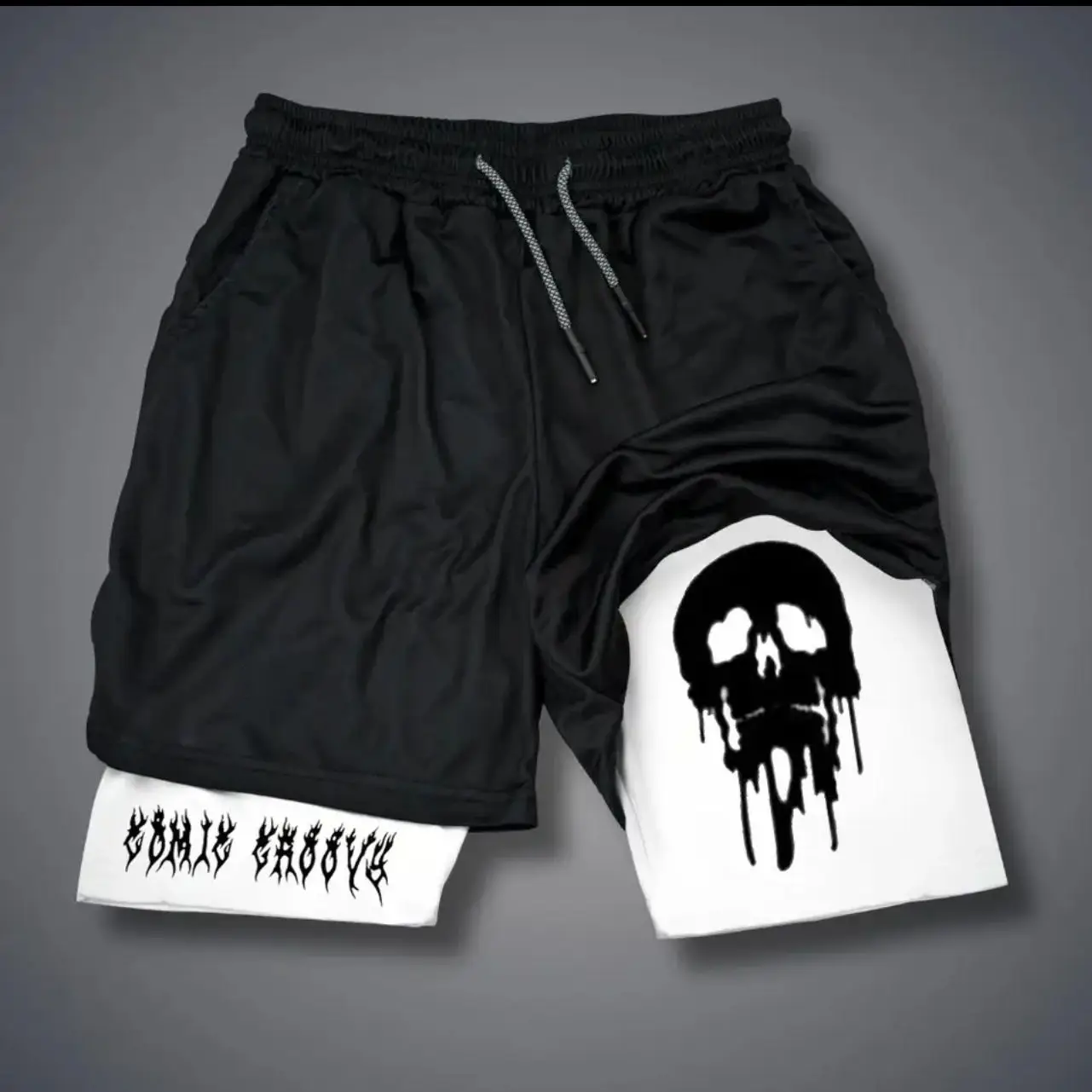 

Men's Printed Shorts 2-in-1 Sweatpants Sports Exercise Running Pants with Mobile Phone Pocket Breathable Quick Dry Men Clothing