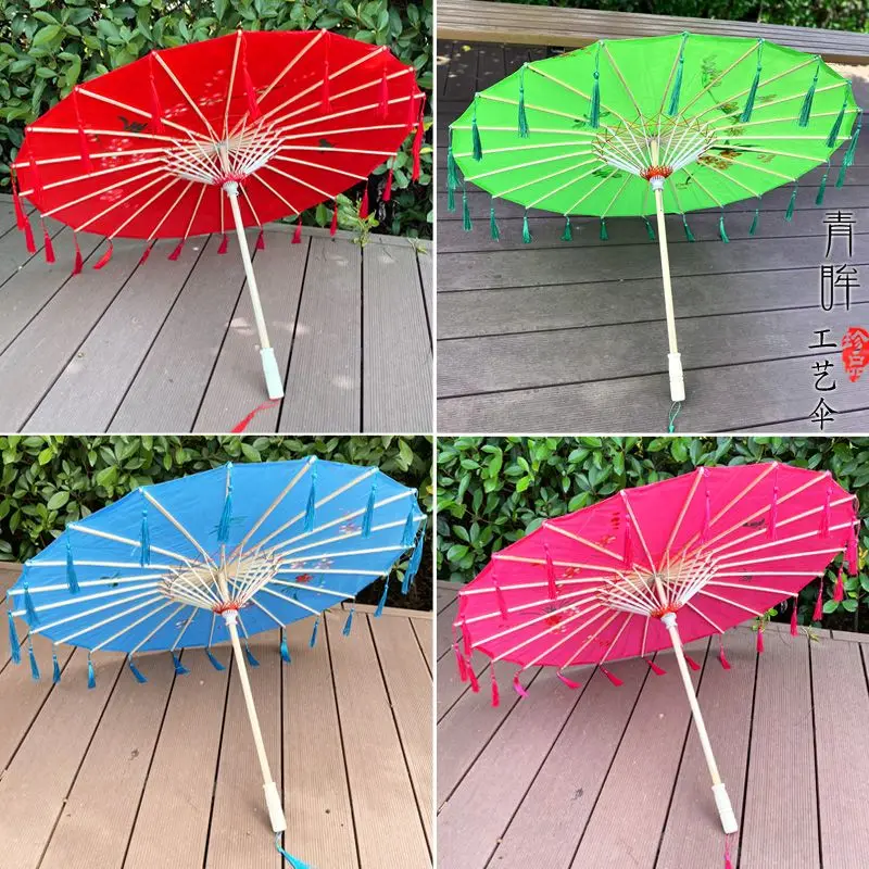 

82 см шелковый тканевый зонтик с кисточкой для косплея Hanfu масляный бумажный зонт китайский древний стиль реквизит для стрельбы