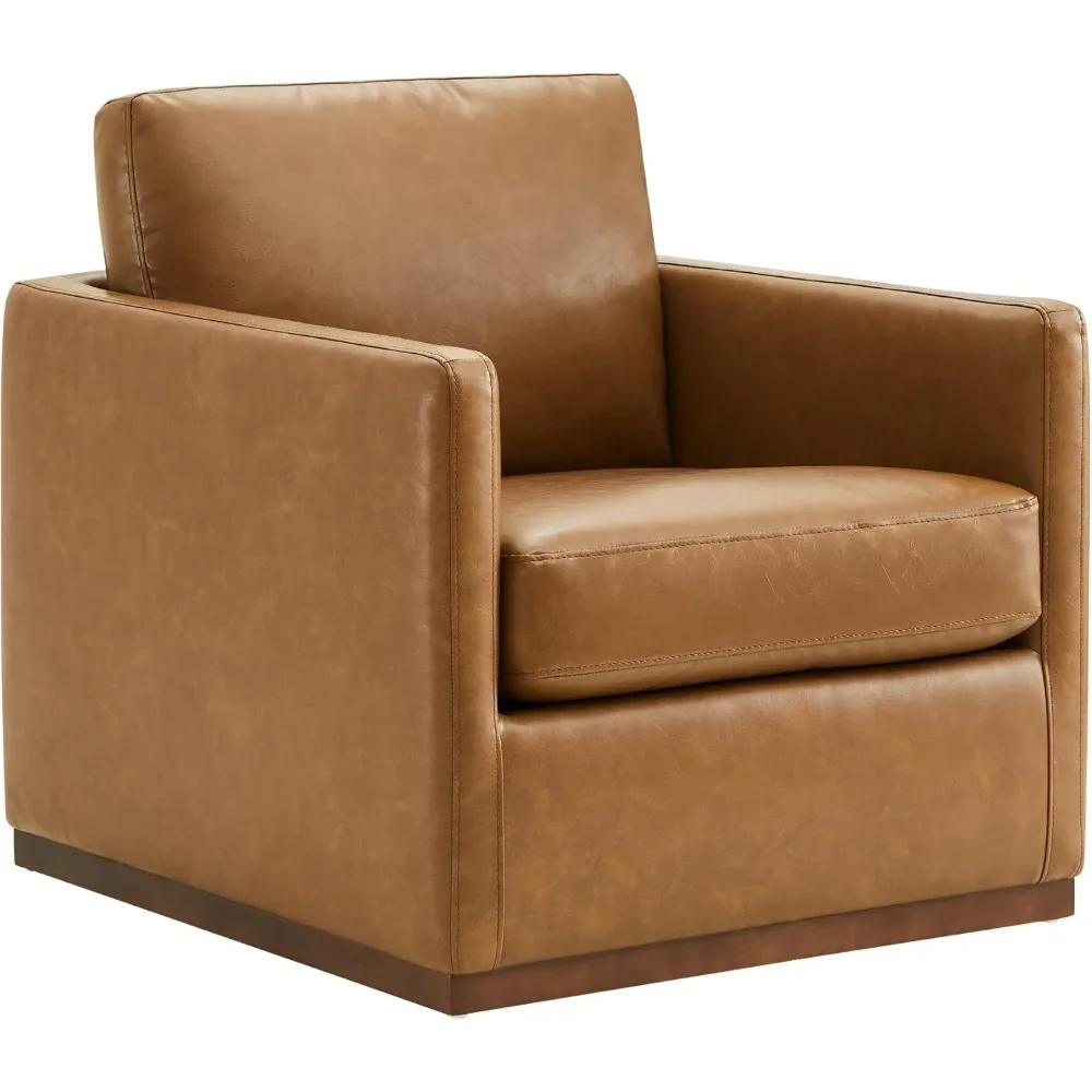 Swivel Accent Chair, FSC Certified Mid Century Modern Arm Chair for Living Room and Bedroom, Saddle Brown  theater seat