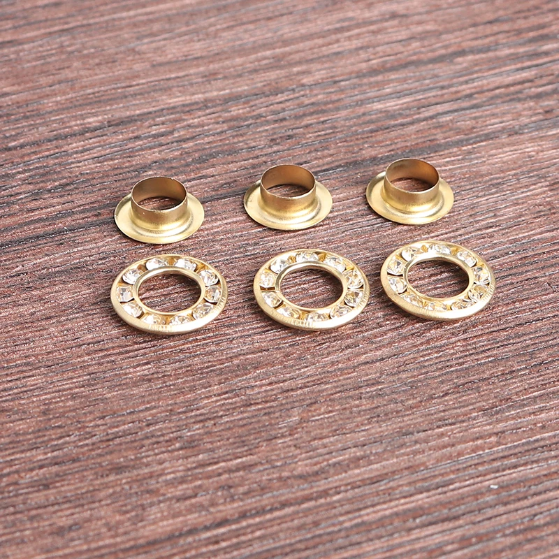 200sets Rhinestone Eyelets Brass Eyelet for Leathercraft Shoes Bag Canvas Dress Clothes Accessories Grommet Kit