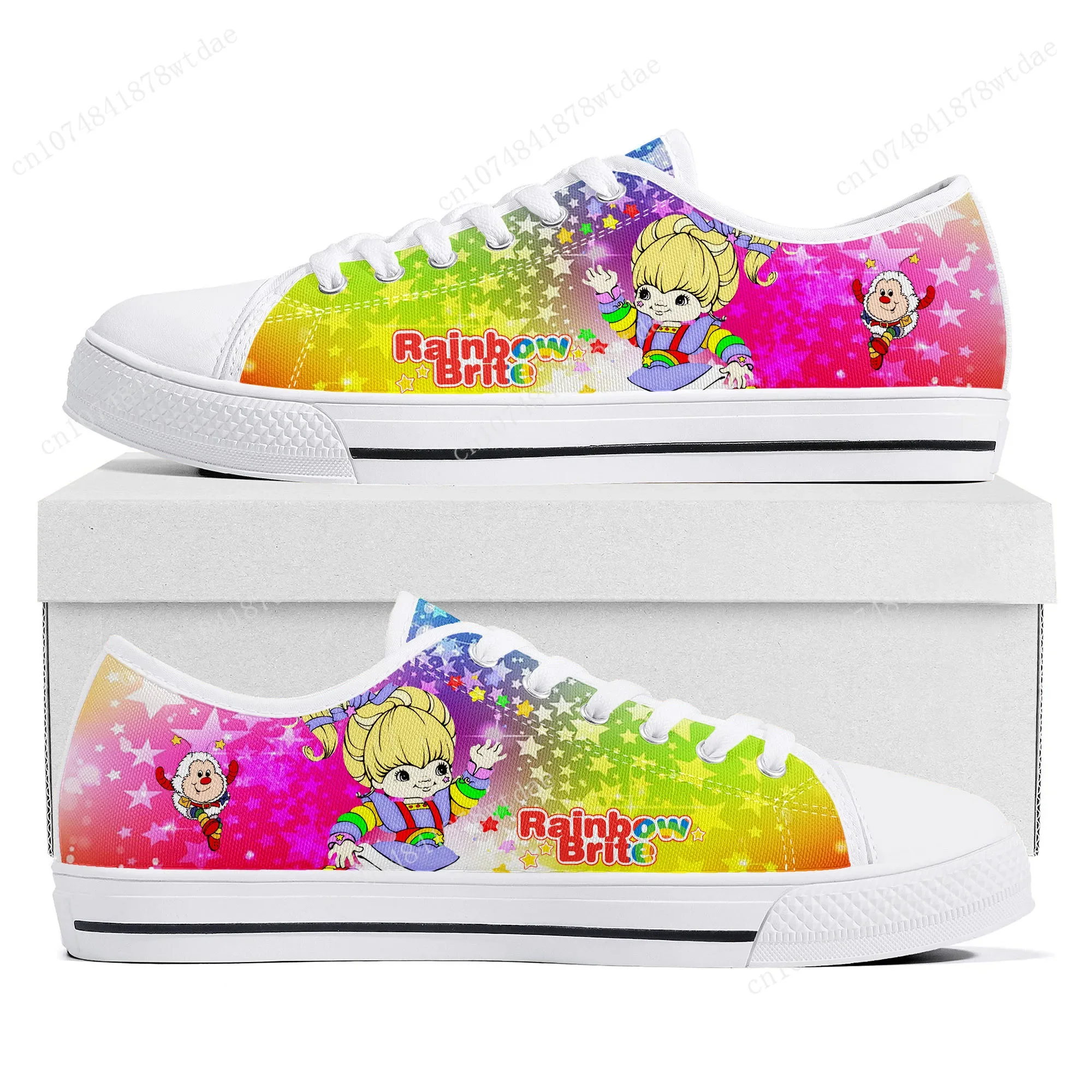 Brite Low Top Sneakers Womens Mens Teenager Rainbow High Quality Canvas Sneaker Couple Cute Comics Manga Custom Made Shoes