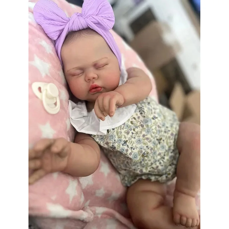 24inch Already Finished Reborn Toddler Doll Sleeping Baby Pickle Hand Details Painting 3D Skin Visible Veins Muñeca Bebe Reborn