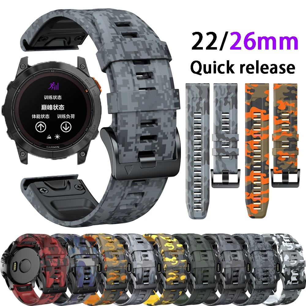 퀵핏 실리콘 시계 스트랩, Garmin Instinct 2X 솔라 시계 밴드, 26mm, 22mm, Fenix 6X 6 Pro 5X 5 Plus 7X Tactix 7 Pro 팔찌