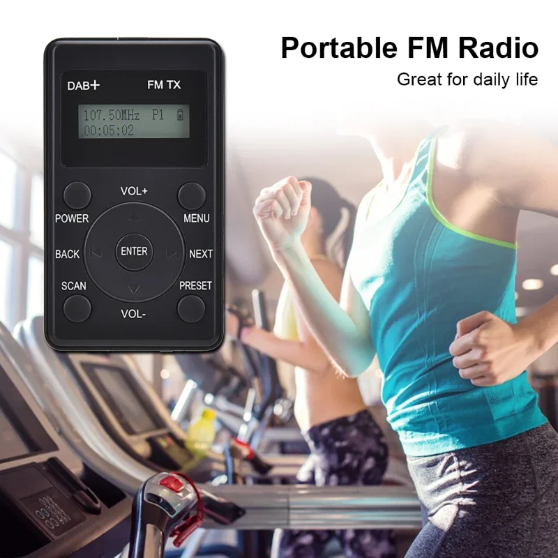 

Portable Mini FM Radio Receiver with Earphones DAB-FM Transmitter Micro-USB Rechargeable Digital Radio for Daily Travel