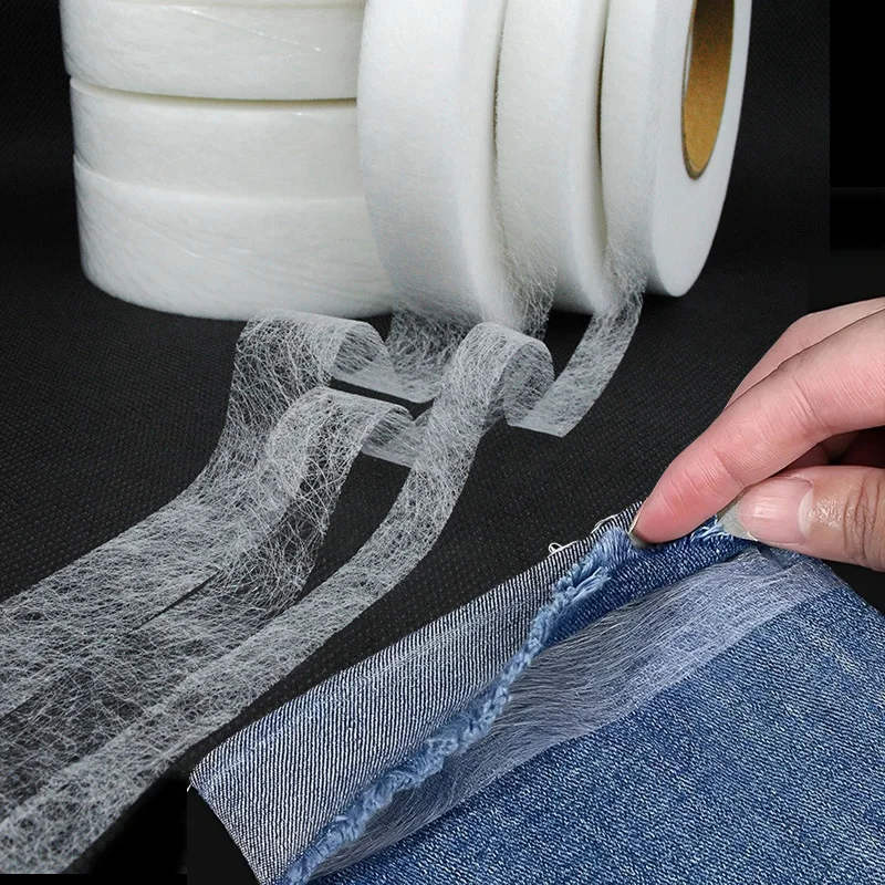 1-4cm 64M/roll Hot Melt Adhesive Mesh Double-side Adhesive Interlining Fabric Iron on Edge Wrapping Tape DIY Apparel Sewing Tool