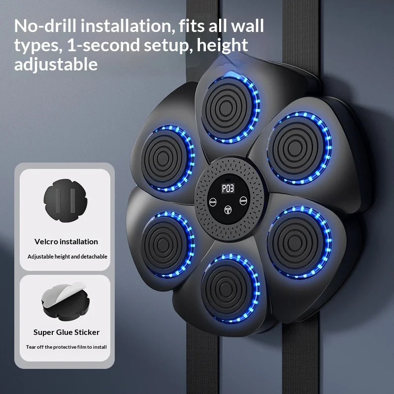 Smart LED Music Boxing Trainer Wall Hanging Boxing Target Home Fitness Reaction Training Machine view 3