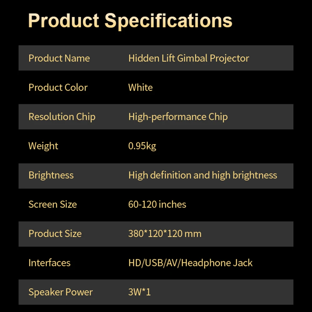 Retractable Projector 720P Home Theater Android 13 Video Projector Support 4K Decoding 120in Display Movie Projector with Retrac