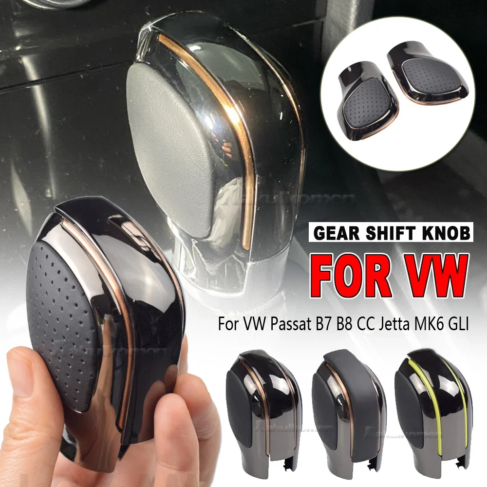 

Chrome/Matt Silver For Volkswagen VW CC Seat Leon Golf MK6 Gear Shift Knob Head Cover Slice Sign Trim strip