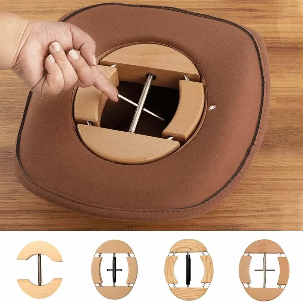 

Компактный деревянный держатель для шляп и кепок: регулируемая внутренняя подставка для ковбойских и бейсбольных шляп, портативный, легкий, для фермеров и пастухов