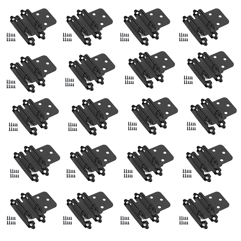 

25 Pairs (50 Units) Cabinet Hinge Self-Closing Kitchen Cabinet Hinges 1/2 Inch Overlay Spare Parts Cabinet Doors Black