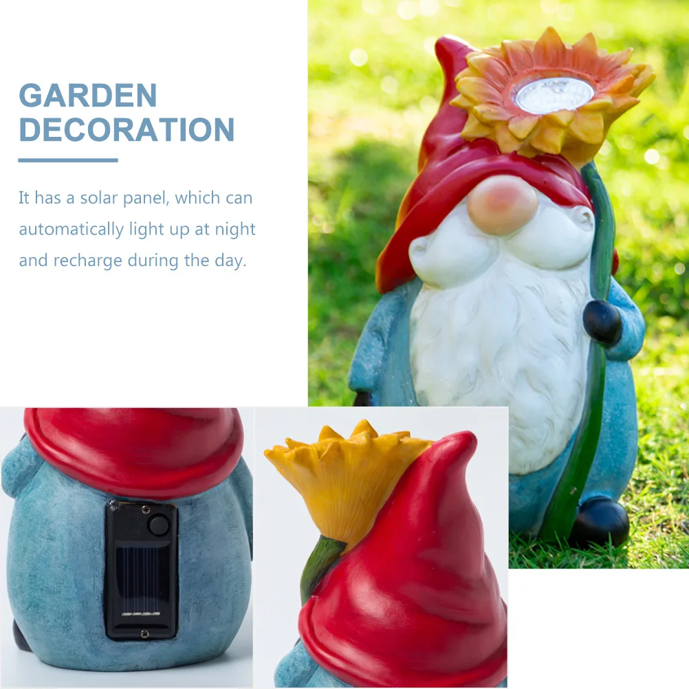 

Resin Gnome Statue Solar Lamp Exquisite Details Energysaving Festival Christmas Party Yard Accessory Solar Power Gnome Decor