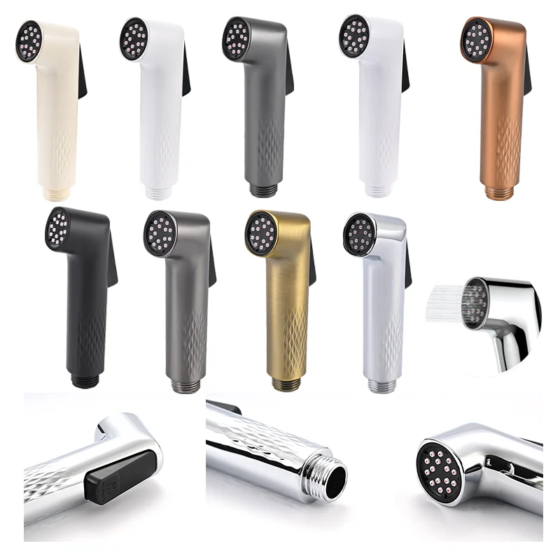 

Brushed Rose Gold round ABS Plastic Bath Faucet Single Cold Water Toilet Shower Kit Sanitary Spray for Bathroom