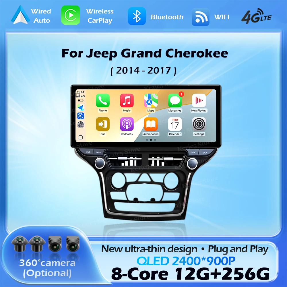 

Wireless CarPlay Android 15 System For Jeep Grand Cherokee 2014 - 2017 Car Radio Multimedia Player 4G DSP Stereo WiFi Navi GPS