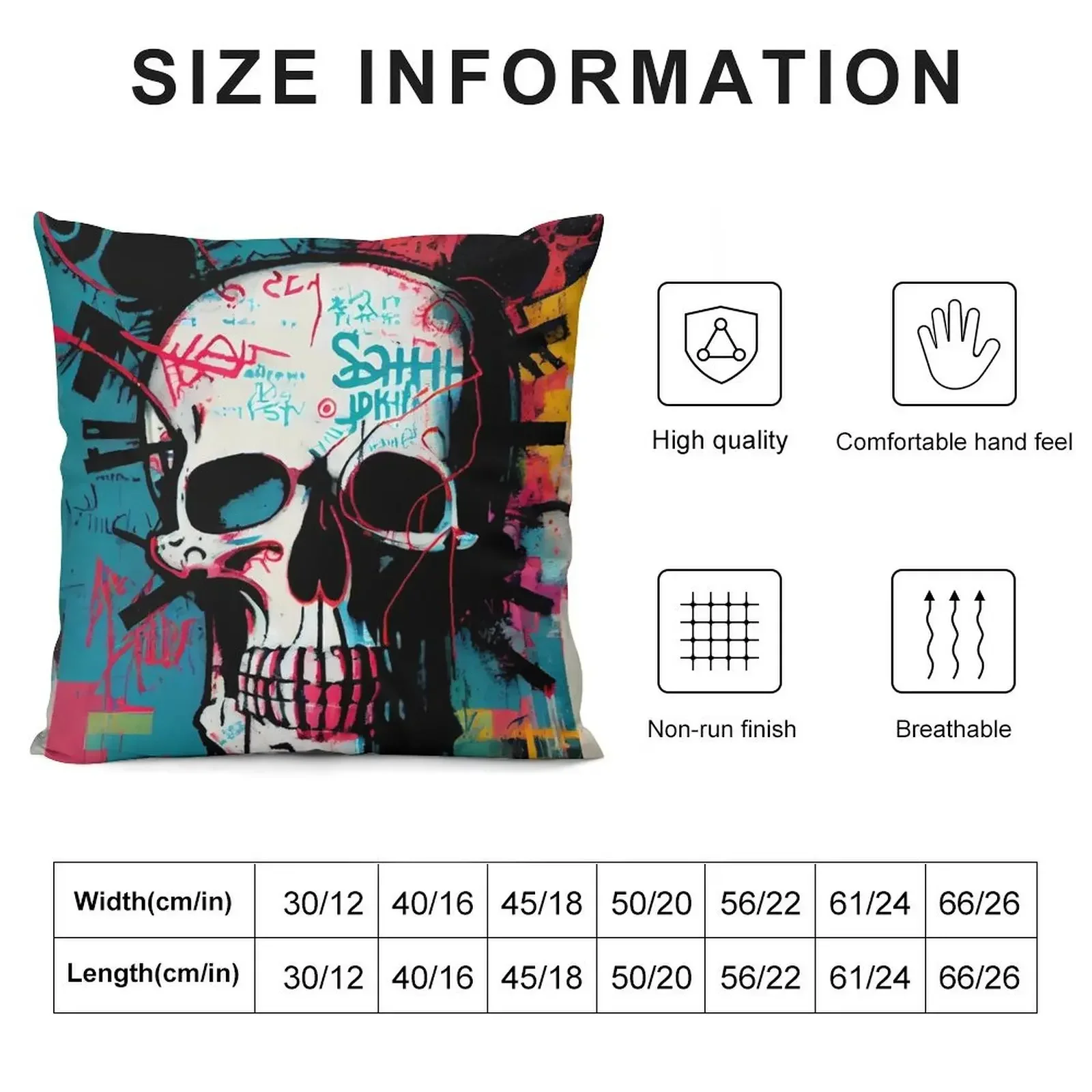 Skull Graffiti Abstract Symphony - Neo Expressionism Graffiti Fusion Artwork Throw Pillow autumn decoration Cusions Cover pillow