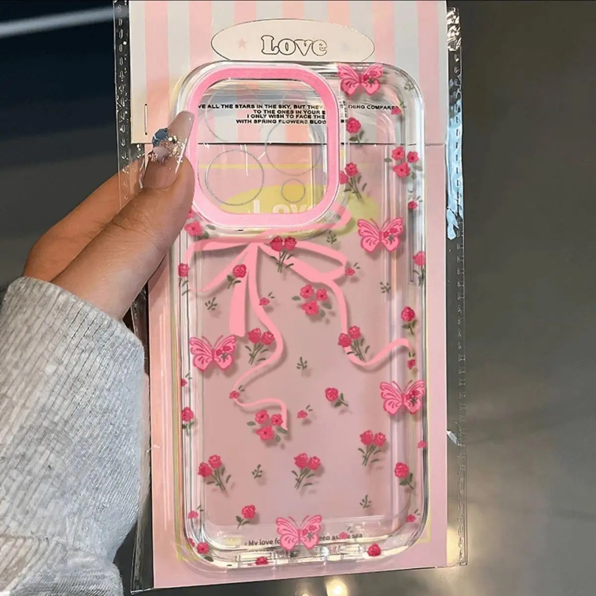 Full Screen Pink Flower Phone Cases for iPhone 14 15 ProMax 11 12 13 14 Pro 7/8 Plus Mini XR X XSmax Soft Clear Shockproof Cover