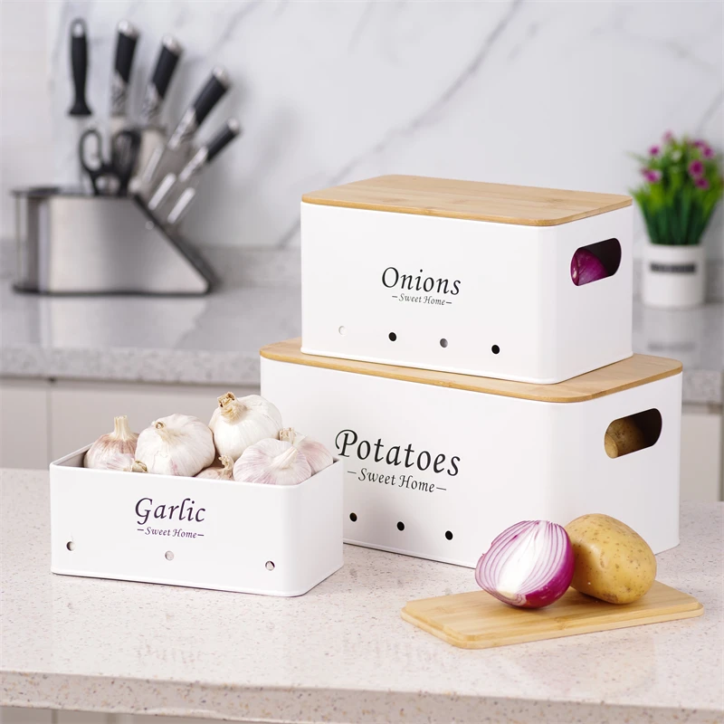 

Potato Storage Box, Supply Box 3 Set, Kitchen Storage for Potatoes, Onions & Garlic, Keeps Fresh Longer